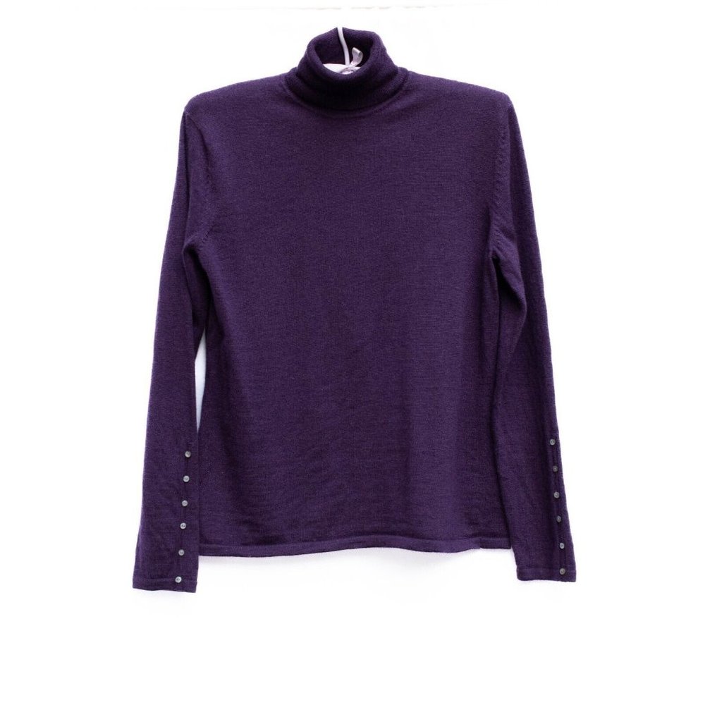 Pursuits Turtleneck Pullover Womens M Fine Italian Merino‎ Wool Purple Capsule